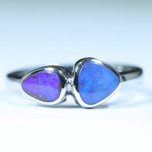 Natural Australian Boulder Opal Silver Ring