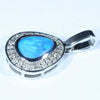 14k White Gold - Solid Queensland Boulder Opal - Natural Diamonds