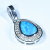 Natural Australian Boulder Opal and Diamond 14k White Gold Pendant (7.5mm x 6mm) Code - Z24