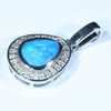 Natural Australian Boulder Opal and Diamond 14k White Gold Pendant (7.5mm x 6mm) Code - Z24
