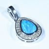 Natural Australian Boulder Opal and Diamond 14k White Gold Pendant (7.5mm x 6mm) Code - Z24