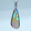 Australian Boulder Opal and Diamond White Gold Pendant (19mm x 8mm) Code - Z12