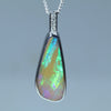 Natural Australian Boulder Opal White Gold Opal and Diamond Pendant