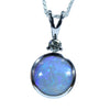 Natural Australian Lightning Ridge Dark Opal White Gold and Diamond Pendant