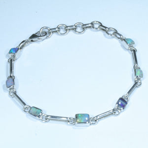 Natural Australian Boulder Opal Silver Bracelet 