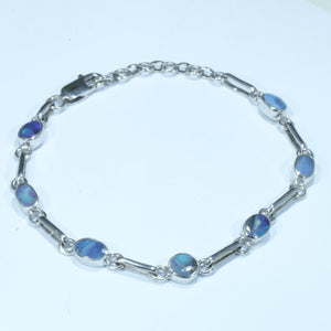 Natural Australian Boulder Opal Silver Bracelet 