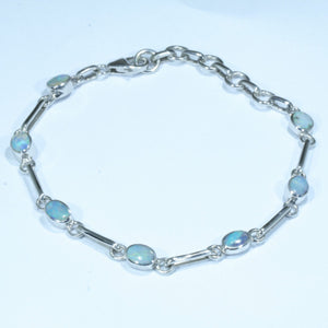 Natural Australian Solid Queensland Boulder Opal Silver Bracelet
