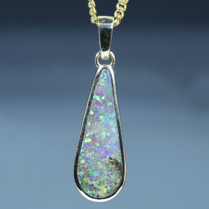 Natural Australian Boulder Opal Gold Pendant