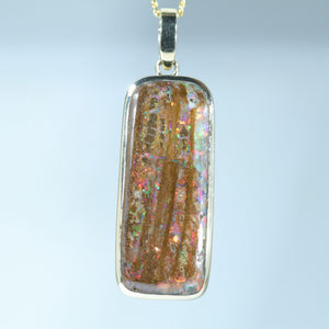 Natural Australian Solid Queensland Wood Replacement Opal Gold Pendant