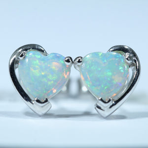 White Gold Coober Pedy Crystal Opal Stud Earrings