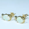 Coober Pedy White Opal 14K Gold Stud Earrings (7mm x 5mm) Code W44