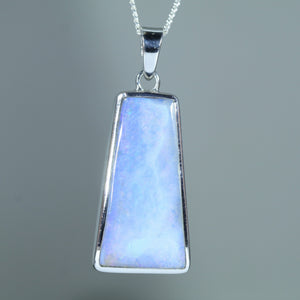 Natural Australian Solid Queensland Boulder Opal Silver Pendant