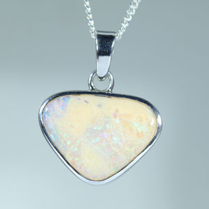 Natural Australian Solid Queensland Boulder Opal Silver Pendant
