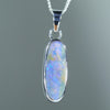 Natural Australian Solid Queensland Boulder Opal Silver Pendant