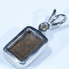 Australian Boulder Opal and Diamond Silver Pendant with Silver Chain (10mm x 7mm)  Code - Y291