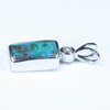 Australian Boulder Opal and Diamond Silver Pendant with Silver Chain (10mm x 7mm)  Code - Y291