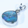 Sterling Silver - Solid Queensland Boulder Opal - Natural Diamond