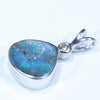 Australian Boulder Opal and Diamond Silver Pendant with Silver Chain (10mm x 10mm)  Code - Y284