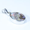 Australian Boulder Opal and Diamond Silver Pendant with Silver Chain (13mm x 10.5mm)  Code - Y278