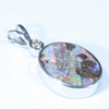 Australian Boulder Opal and Diamond Silver Pendant with Silver Chain (13mm x 10.5mm)  Code - Y278