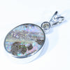 Australian Boulder Opal and Diamond Silver Pendant with Silver Chain (13mm x 10.5mm)  Code - Y278