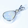 Sterling Silver - Solid Queensland Boulder Opal - Natural Diamond