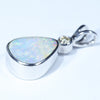 Australian Boulder Opal and Diamond Silver Pendant with Silver Chain (10.5mm x 8mm)  Code - Y269