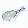 Sterling Silver - Solid Queensland Boulder Opal - Natural Diamond