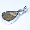 Australian Boulder Opal and Diamond Silver Pendant with Silver Chain (13mm x 9mm)  Code - Y270