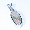 Australian Boulder Opal and Diamond Silver Pendant with Silver Chain (13.5mm x 6mm)  Code - Y277