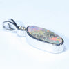 Australian Boulder Opal and Diamond Silver Pendant with Silver Chain (13.5mm x 6mm)  Code - Y277