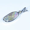 Australian Boulder Opal and Diamond Silver Pendant with Silver Chain (13.5mm x 6mm)  Code - Y277