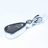 Australian Boulder Opal and Diamond Silver Pendant with Silver Chain (11mm x 5.5mm)  Code - Y280