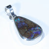 Australian Boulder Opal Silver Pendant with Silver Chain (15.5mm x 10mm) Code - Y286