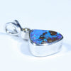 Australian Boulder Opal and Diamond Silver Pendant with Silver Chain (8.5mm x 10mm)  Code - Y219