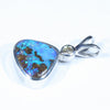 Australian Boulder Opal and Diamond Silver Pendant with Silver Chain (8.5mm x 10mm)  Code - Y219