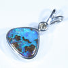 Sterling Silver - Solid Queensland Boulder Opal - Natural Diamond
