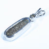 Australian Boulder Opal and Diamond Silver Pendant with Silver Chain (15mm x 5mm)  Code - Y275