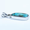 Australian Boulder Opal and Diamond Silver Pendant with Silver Chain (15mm x 5mm)  Code - Y275