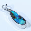 Australian Boulder Opal and Diamond Silver Pendant with Silver Chain (15mm x 5.5mm)  Code - Y272