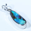 Australian Boulder Opal and Diamond Silver Pendant with Silver Chain (15mm x 5.5mm)  Code - Y272