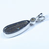 Australian Boulder Opal and Diamond Silver Pendant with Silver Chain (15mm x 5.5mm)  Code - Y272