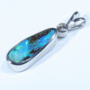 Australian Boulder Opal and Diamond Silver Pendant with Silver Chain (15mm x 5.5mm)  Code - Y272