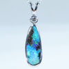 Natural Australian Queensland Boulder Opal Silver and Diamond Pendant