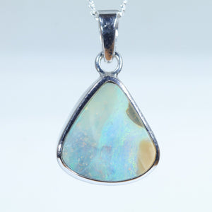 Natural Australian Queensland Boulder Opal Silver Pendant