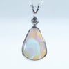 Natural Australian Boulder Opal Silver and Diamond Pendant
