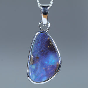 Natural Australian Boulder Opal Silver Pendant