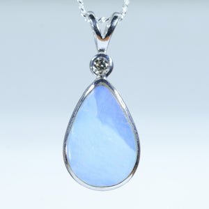 Natural Australian Queensland Boulder Opal Silver and Diamond Pendant
