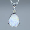 Natural Australian Queensland Boulder Opal Silver and Diamond Pendant