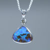 Natural Australian Queensland Boulder Opal Silver and Diamond Pendant